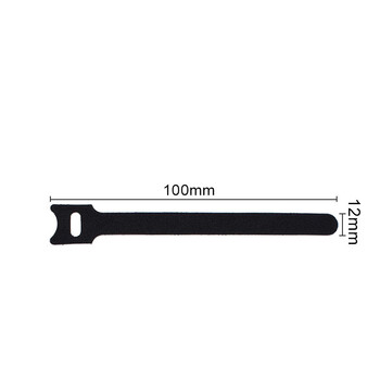 飞尔（FLYER）猫头型魔术贴扎带 T形背靠背数据线收纳带 印字魔术贴【黑色T型 12x100mm】200条装