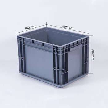 知旦 物流箱 外径:400*300*280mm储物箱分类盒零件盒库房分类塑料筐仓库工业胶筐 ZWL-400280 灰色无盖