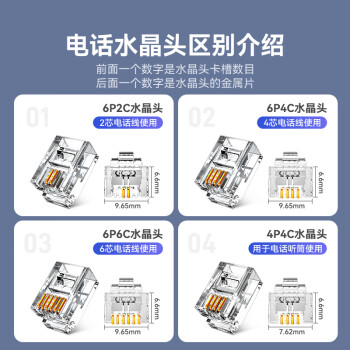 山泽 6P2C电话水晶头 2芯工程级镀金语音电话线接头 RJ11电话语音水晶头 100个 SJT-32100
