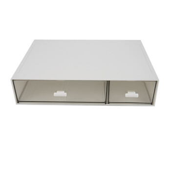 海斯迪克 HKXJ-14 分格抽屉式化妆品收纳盒 办公桌面文具整理盒自由组合多层叠加收纳盒 1抽 白色