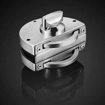 iGear 玻璃门锁 双门双开免开孔304不锈钢对开防盗玻璃门锁JB-022D