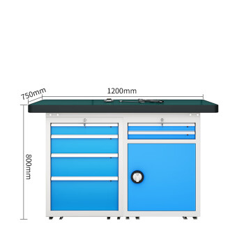 建功立业 重型工作台 钳工台1200*750*800mm操作维修台车间打包台工具桌 211525左四抽右二抽柜