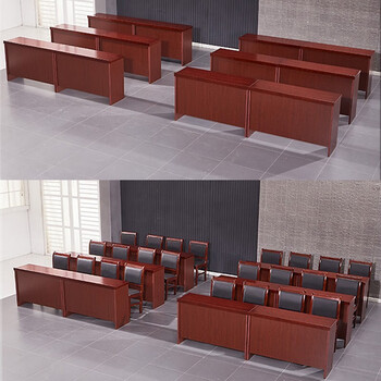 京顿JINGDUN双人会议桌长条桌培训桌油漆实木贴皮会议桌椅组合学习桌课桌 1.4米含两椅