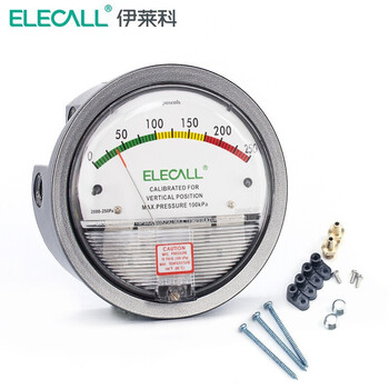 伊莱科(ELECALL)微压差表压差计圆形指针微压力表差压表气压计EM2000A 黑白色 2kpa（升级款）