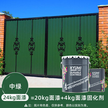 千居美 氟碳漆 金属漆防锈漆油漆涂料 钢铁铝塑管道水泥栏杆翻新工业户外汽车镀锌防水防腐防晒漆 24KG中绿