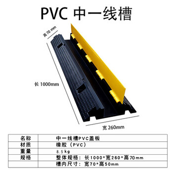 飞尔（FLYER）线槽减速带 橡胶线槽板过线槽护线压线板 PVC电缆保护槽【1000*260*70 槽内尺寸 高50*宽70mm】