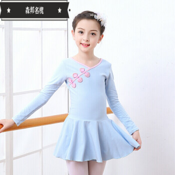 舞蹈服儿童女练功服女孩秋季长袖女孩芭蕾舞裙女童中国舞考级服装粉红