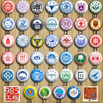 39所985大学112所211工程大学校徽北大清华浙大校同款徽整套浅灰色28
