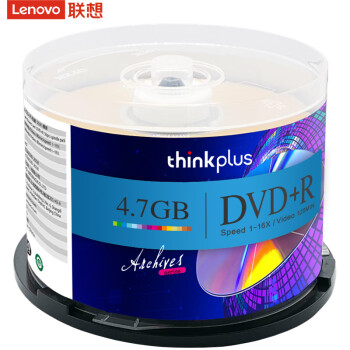 联想（Lenovo）DVD+R 光盘/刻录盘 16速4.7GB 台产档案系列 桶装50片 空白光盘
