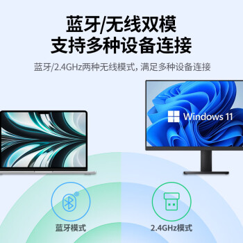 绿联 无线鼠标 蓝牙鼠标 适用苹果Mac华为Matebook笔记本电脑iPad平板鼠标 台式机轻音办公双模鼠标
