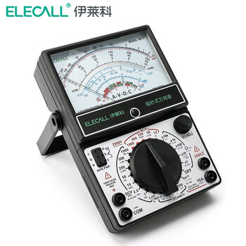 伊莱科(ELECALL)指针式万用表MF47机械表内磁式多重电路保护高精度万能表 黑色 标配(带9V电池+2号电池)