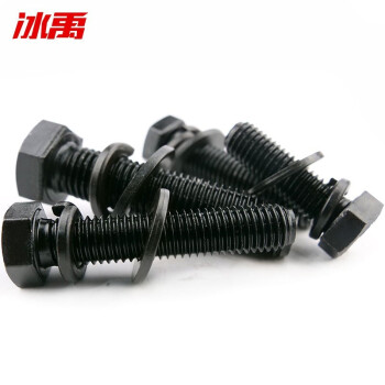 冰禹 BYll-09 8.8级发黑（淬火）GB5783外六角螺栓平弹垫三件套组合 M16*160 5套