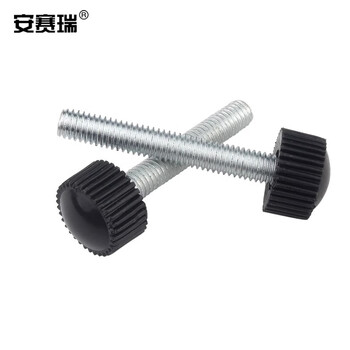 安赛瑞 塑料头滚花手拧螺丝 竖条纹 塑胶头滚花手拧螺栓 M6×30mm 20个装 22566