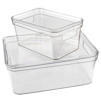 海斯迪克 HKCL-244 桌面提手PET收纳盒 高透明塑料防尘收纳箱 中号360*270*140（1个）