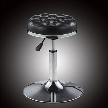 时通工业实验室车间椅美容凳子简约吧台凳圆盘款可升降旋转小圆凳子黑色