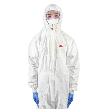 3M 4510白色带帽连体防护服 防尘耐酸碱耐低浓度液体有限喷溅 实验室化学防化服 4510防护服1件 M 