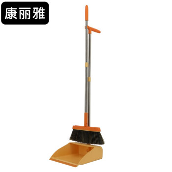 康丽雅 K-0339 不锈钢扫把簸箕套装 商用办公室学校物业软毛扫帚梳齿款套扫 蓝色
