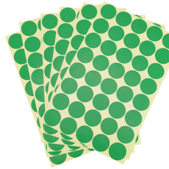 联嘉彩色不干胶圆点标签贴纸 圆形标记标示分类贴 记号自粘贴纸 25mm绿色 40张共600枚
