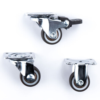 海斯迪克 HKCL-395 轻音家具轮 橡胶平底脚轮 花架轮电器轮 旋转小轮子 1寸平底刹车