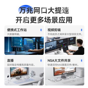 奥睿科（ORICO）雷电转万兆网卡Thunderbolt 3/4转换器10GbE适用Mac miniM4转接NAS存储 REA-10