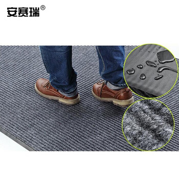安赛瑞 双条纹PVC复合地垫 1.2×5m 走廊过道地垫 双条纹走道地垫 酒店大堂防滑通道垫 灰色 13704