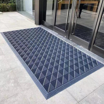 豫之韵 定制拼接三合一地垫门垫蹭脚垫进门大门口防滑垫商场酒店门厅室外台阶镂空塑料垫毯 单刷灰60*90cm