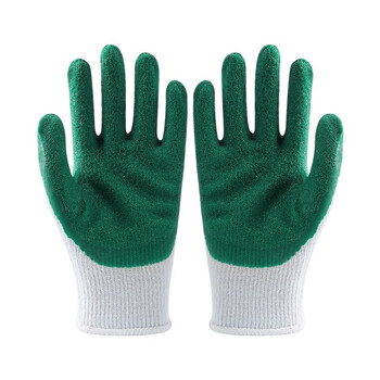 盛港 劳保手套 乳胶皱纹防滑耐磨耐低温 玻璃工厂铁路工地工作防护 12付 白纱 300-2