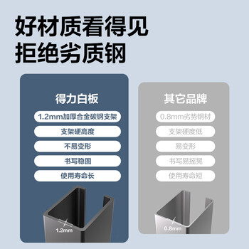 得力家用高端款90*150cmH型支架式白板 双面书写可移动升降儿童画板/办公会议白板黑板/写字板50093