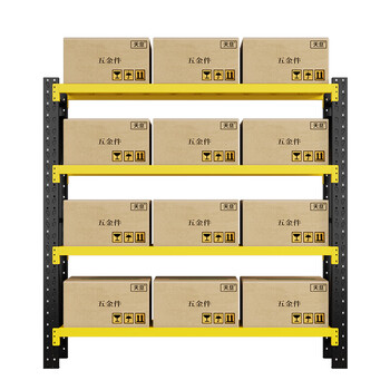 天旦钢制货架TD-H1088杂物收纳架展示架储物架2000*400*2000mm承重200KG/层黑黄