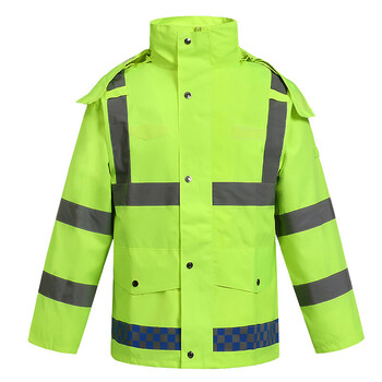 者也（ZYE）分体式雨衣套装男女款骑行巡逻执勤可定制logo工作服 033  上衣荧光绿 +下裤黑色 2XL码（180）