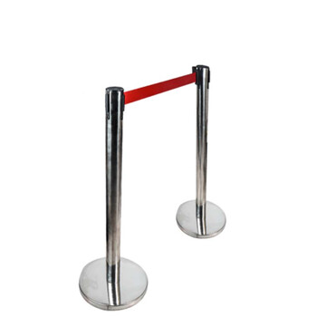 元汗098不锈钢一米线护栏杆 2米线 红色 伸缩隔离带安全警示柱银行排队警戒线