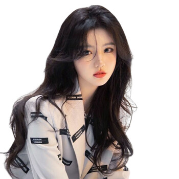 宜心假发女网红时尚长卷发大波浪自然圆脸中分八字刘海全头套 黑棕色