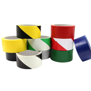 者也 黑黄斑马线警戒彩色5S定位划线标示贴地板胶带地面通道警示贴胶带4.8CM*18M黑黄