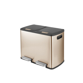 庄太太 MR2-砂钢色40L 商用脚踏式不锈钢分类垃圾桶环保大号室内干湿分离