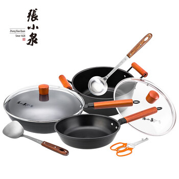 张小泉龙泉多功能六件套锅具套装剪刀 汤勺 中式铲 炒锅汤锅 煎锅C35240100