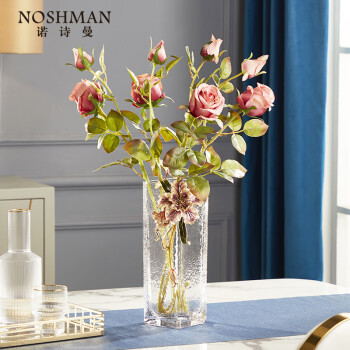 诺诗曼珐琅彩水晶玻璃花瓶客厅摆件装饰插花器 母亲节礼物实用送妈妈