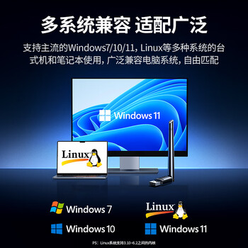 绿联USB无线网卡WiFi6 智能免驱AX300 无线WiFi接收器 台式机笔记本电脑专用 外置天线 主机网络发射器