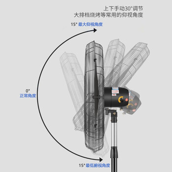 稻田 工业风扇 强力电风扇 工厂车间商用摇头墙壁挂扇 杨柳清泉系列 铝叶落地扇 3米电线【230W FS-65型】一台
