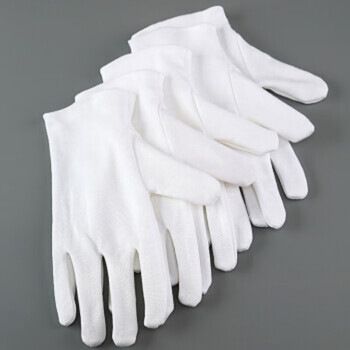 者也12双装白手套棉礼仪手套 珠宝检阅表演手套  