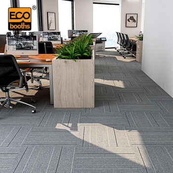 爱柯部落 方块毯办公室拼接地毯 会议客厅满铺防滑地垫装隔音地毯50cm×50cm（4片）浅灰条纹110138