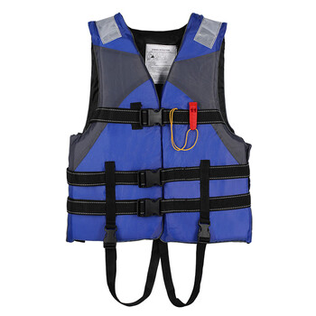 者也（ZYE）反光条救生衣 蓝色 水上救援马甲带救生哨子可调节
