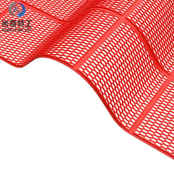 米奇特工 内六角镂空隔水垫 厨房厕所防滑垫耐磨型PVC地垫地毯红色 整卷1.2米*15米