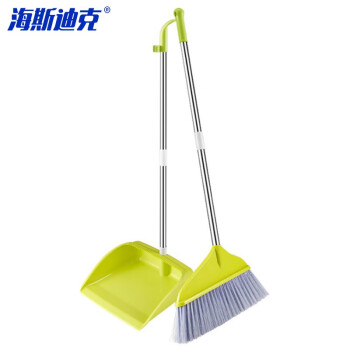 海斯迪克 HKY-228 商用塑料软毛扫把簸箕套装 拼接杆 绿色（1套）