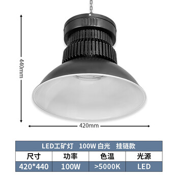 龙代（longdai）LED鳍片工矿灯 工厂工业灯篮球场照明灯 100w 挂链款+吊链+吸顶盘 1个