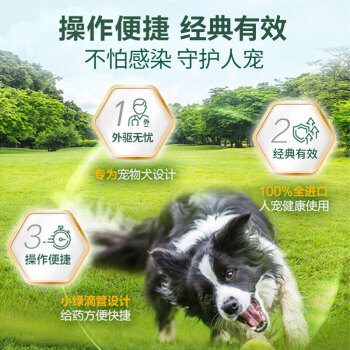 福来恩（FRONTLINE）狗体外驱虫滴剂 中型犬宠物狗驱虫药品法国进口-复方小绿滴 整盒1.34ml*3支装