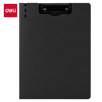 得力(deli)A4竖式折页板夹会议夹 加厚硬文件夹 诗朗诵签约夹板 试卷资料收纳夹 64513深灰