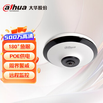 dahua大华监控摄像头 500万高清高清红外鱼眼型网络摄像机 全景摄像头音频插卡 DH-IPC-EW4541-ASW