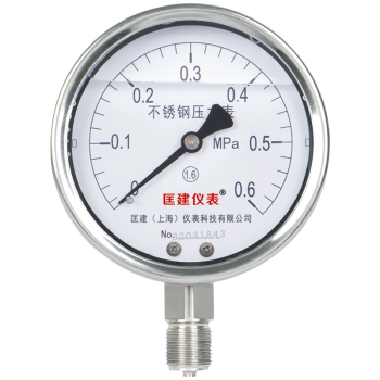 匡建仪表（CONJANT）YTN-100BF 304不锈钢耐震压力表 耐高温耐腐蚀 0-0.6mpa 表盘10厘米
