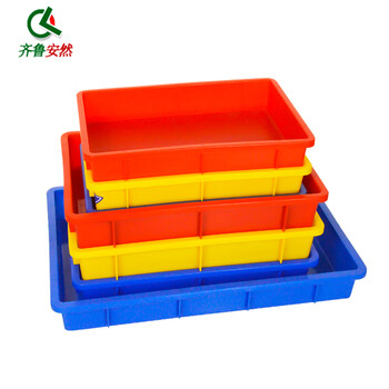 齐鲁安然 加厚塑料周转箱 物流箱 流水线储物箱 零件盒 方盘胶箱 塑料筐 胶筐 养殖盘【蓝色 6#方盘】