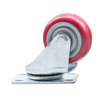 海斯迪克 中型聚氨酯转向轮 工业pu轮枣红色手推车板车脚轮 3寸万向轮